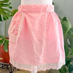 Elegant Pink Lace-Trimmed Apron Vintage 60’s